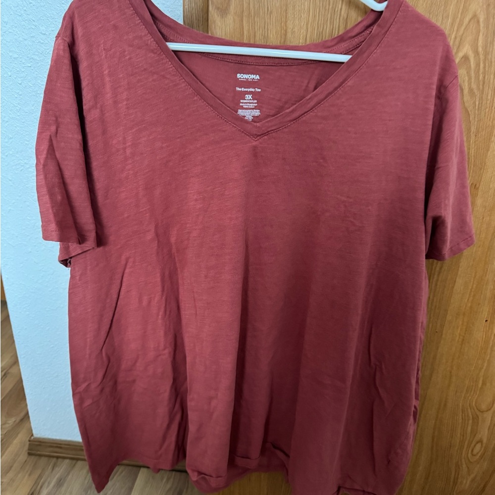 Sonoma Women's Short Sleeve V-Neck Tee - Rust
